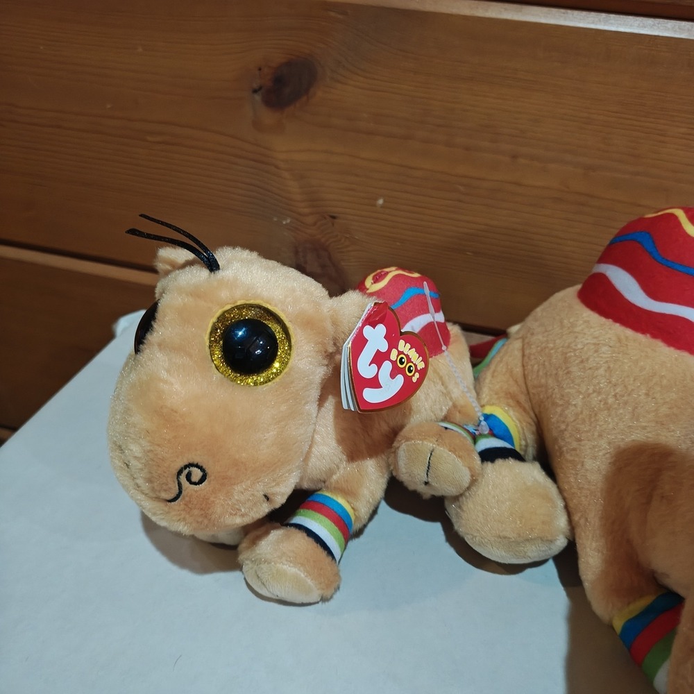 Set of 2 Ty Beanie Babies 12" & 8" JAMAL‎ the Camel Plush Heart Tags VelveTy - Picture 2 of 6